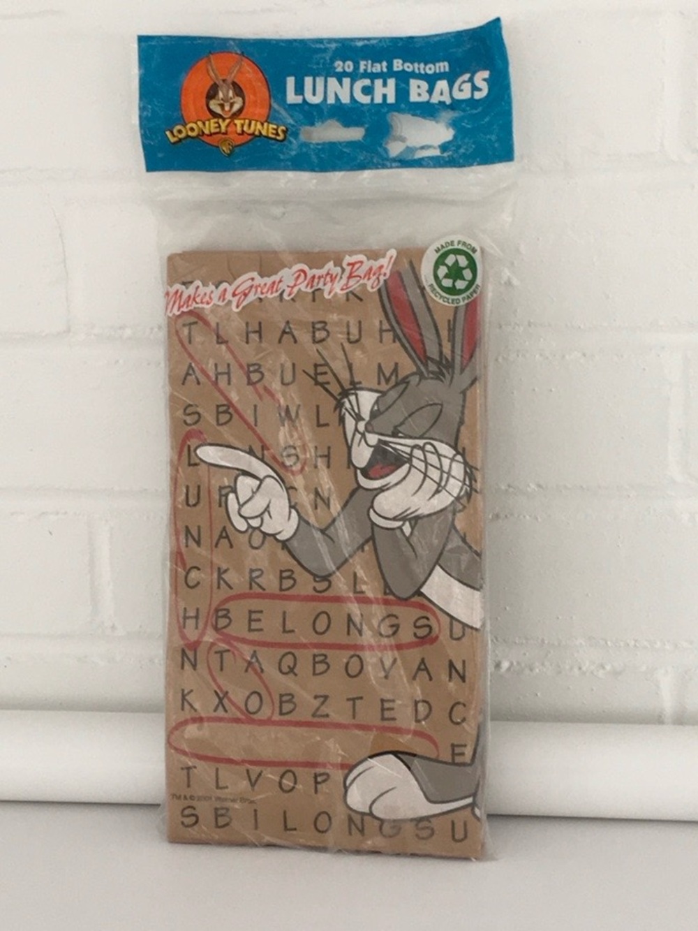 New-Old Kids Looney Tunes Bugs Bunny Brown Paper Lunch Sacks Bags